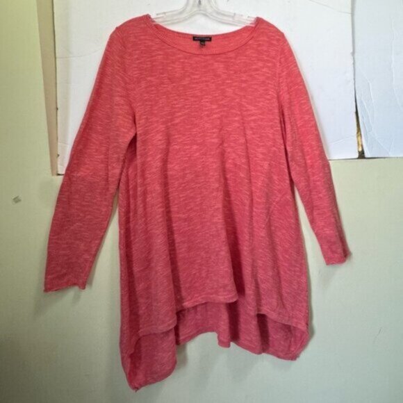 Eileen Fisher Organic Linen Cotton Flora Crew Neck Long Sweater Top Lightweight - Picture 10 of 15